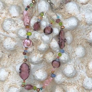 Premier Design Jewelry Glass Necklace & Earrings